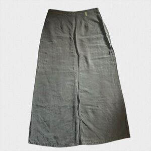 Pulp Olive Green Maxi A-Line Skirt | Size 6 | Back Slit | CottageCore Minimalist